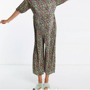 ASOS DESIGN maternity smock plisse jumpsuit in floral print